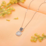 Silver Shimmering Eclipse Pendant and Chain Amishka Jewels