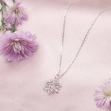 Silver White Snowflake Pendant and Chain Amishka Jewels