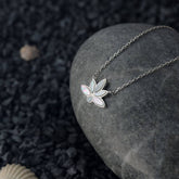 The Moonlit Lotus Bloom – MOP Silver Necklace