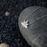 The Moonlit Lotus Bloom – MOP Silver Necklace
