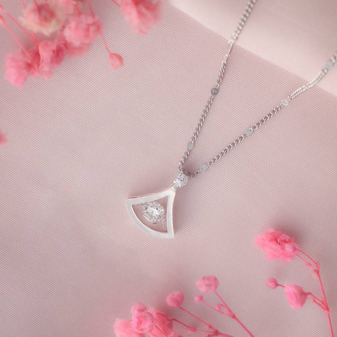 Twin Solitaire Silver Necklace With Mother of Pearl