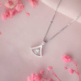 Twin Solitaire Silver Necklace With Mother of Pearl