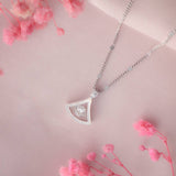 Twin Solitaire Silver Necklace With Mother of Pearl