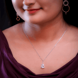 Twinkle Bell Silver Necklace With CZ Stones