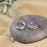 Twirlbound Silver Hoop Earrings For Women