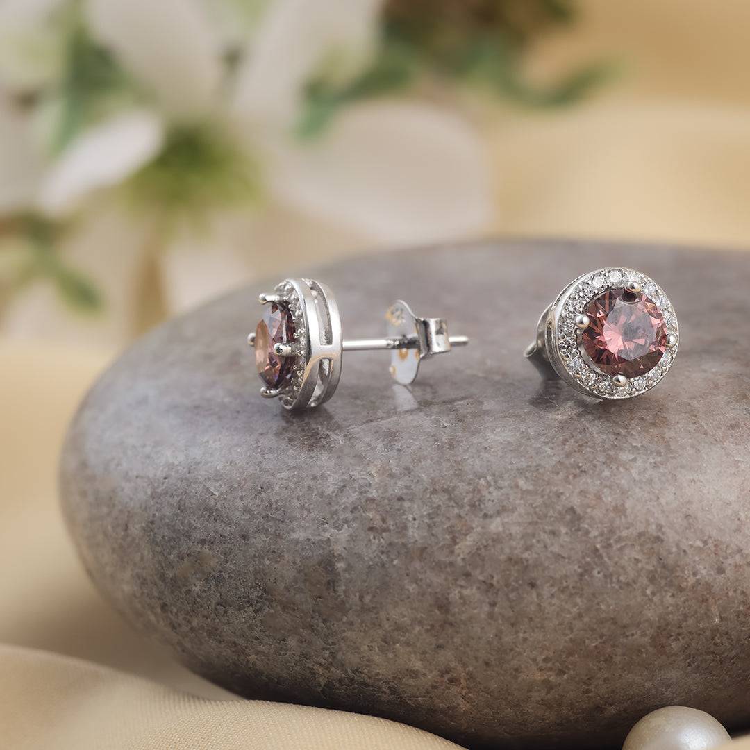 Coral Dusk Silver Earrings