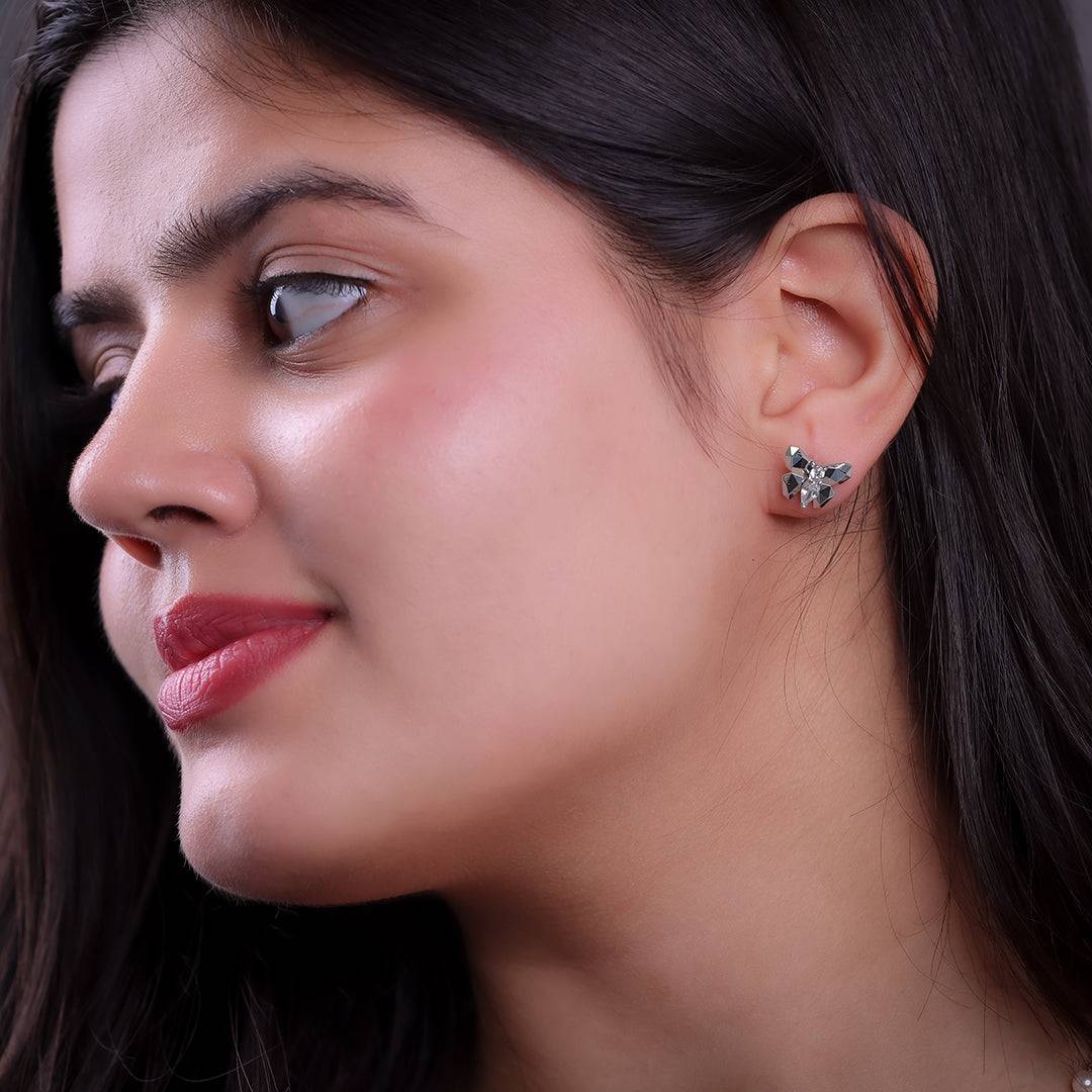 Abstract Butterfly Silver Earrings