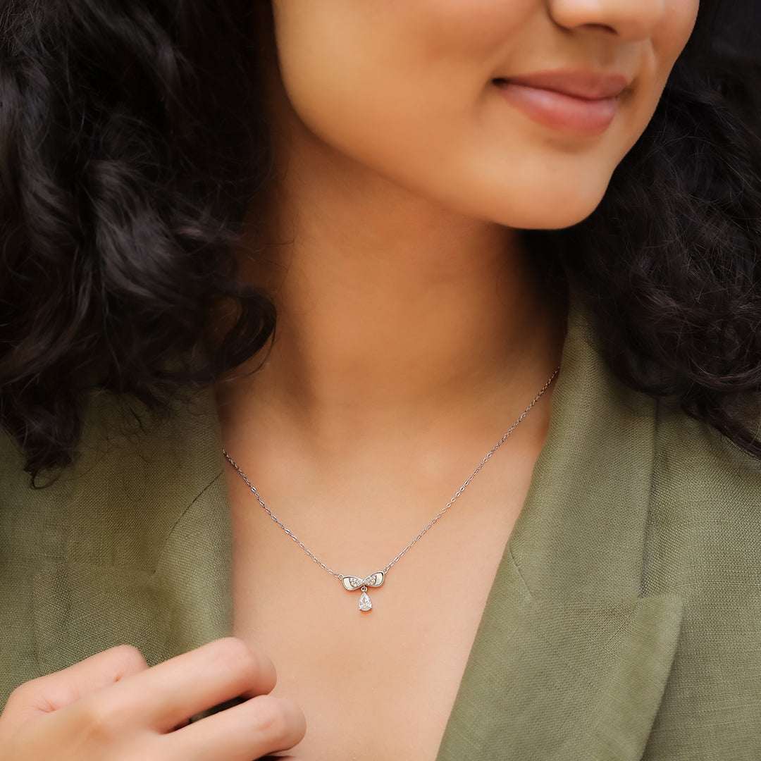 Auralis Bowdrop Silver MOP Necklace