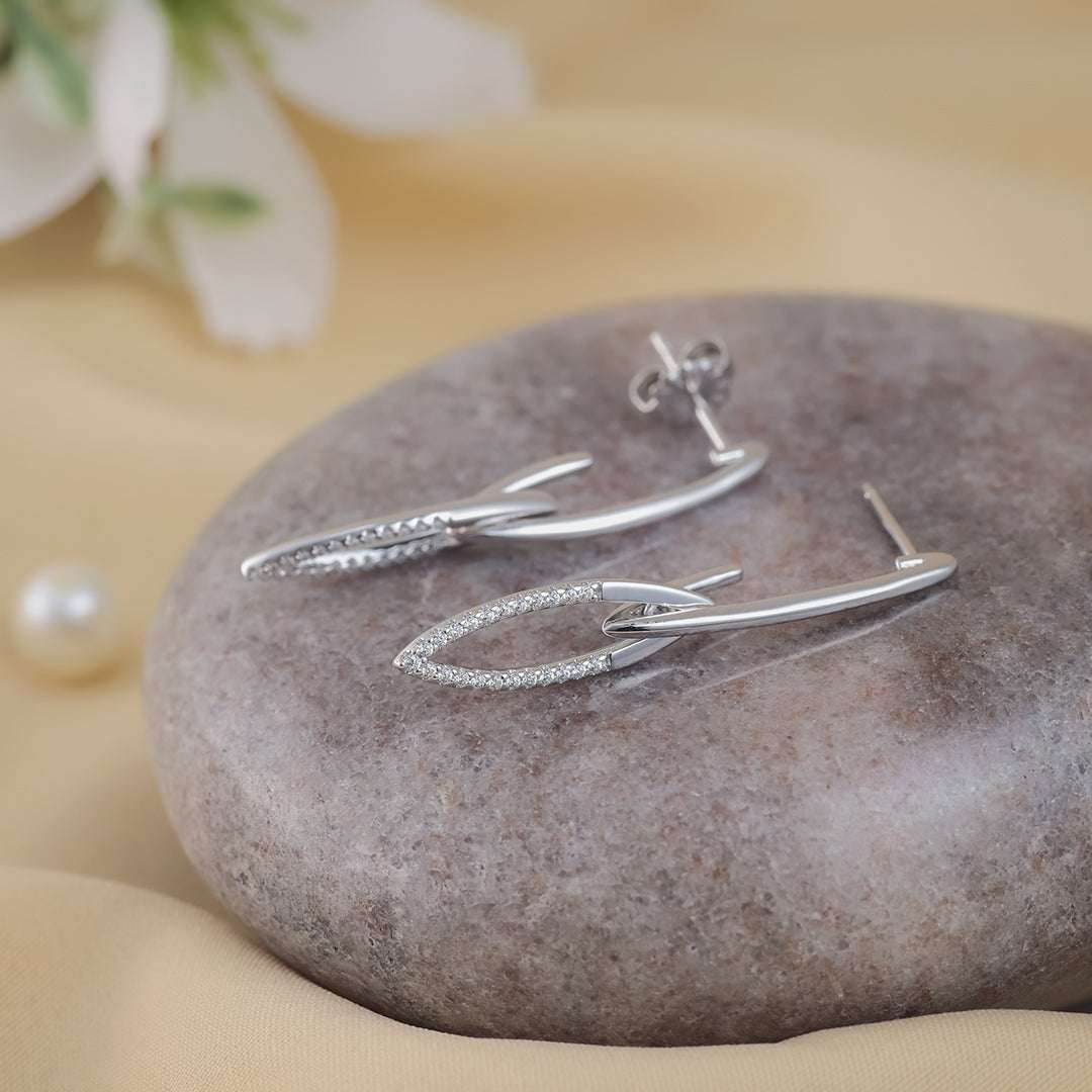 Eterna Marquise Silver Earrings For Women
