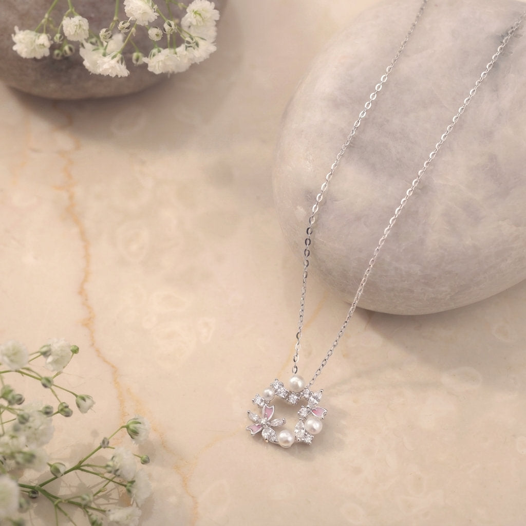 Flora Halo Silver Necklace
