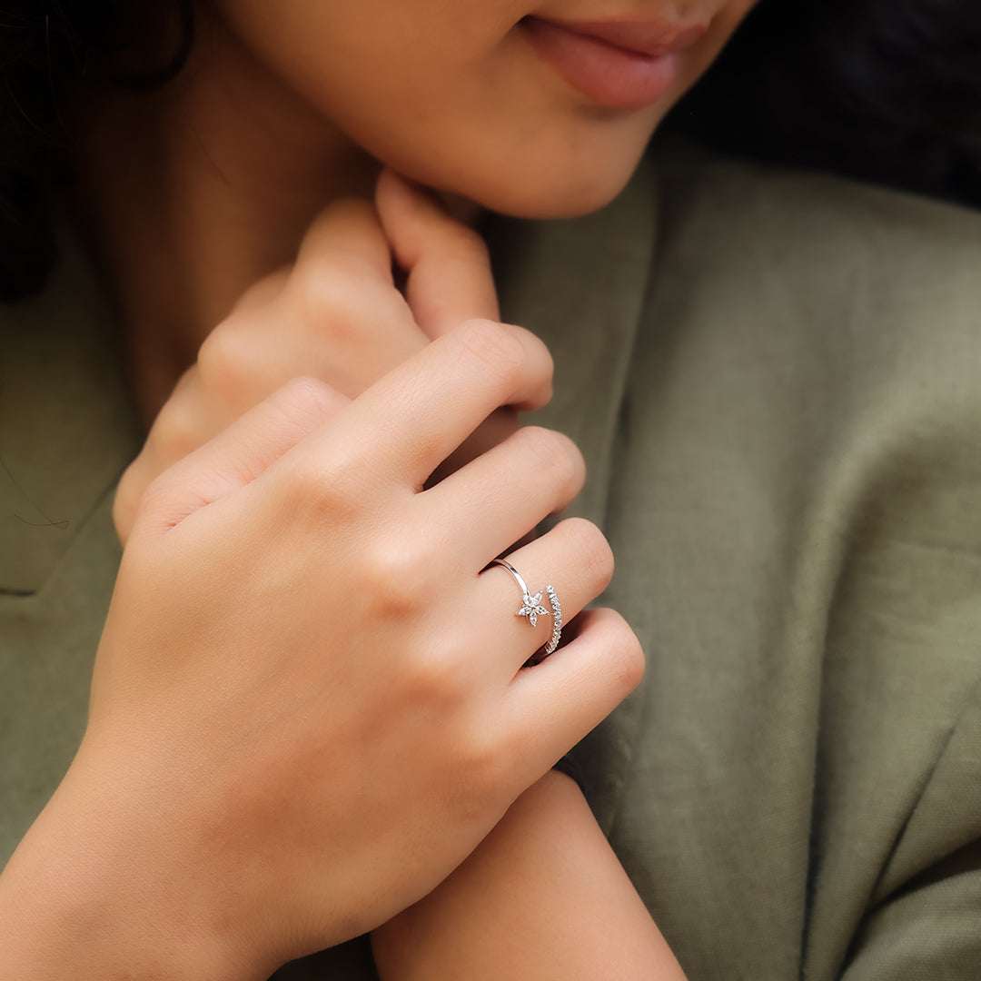 Glintbloom Silver Ring For Women