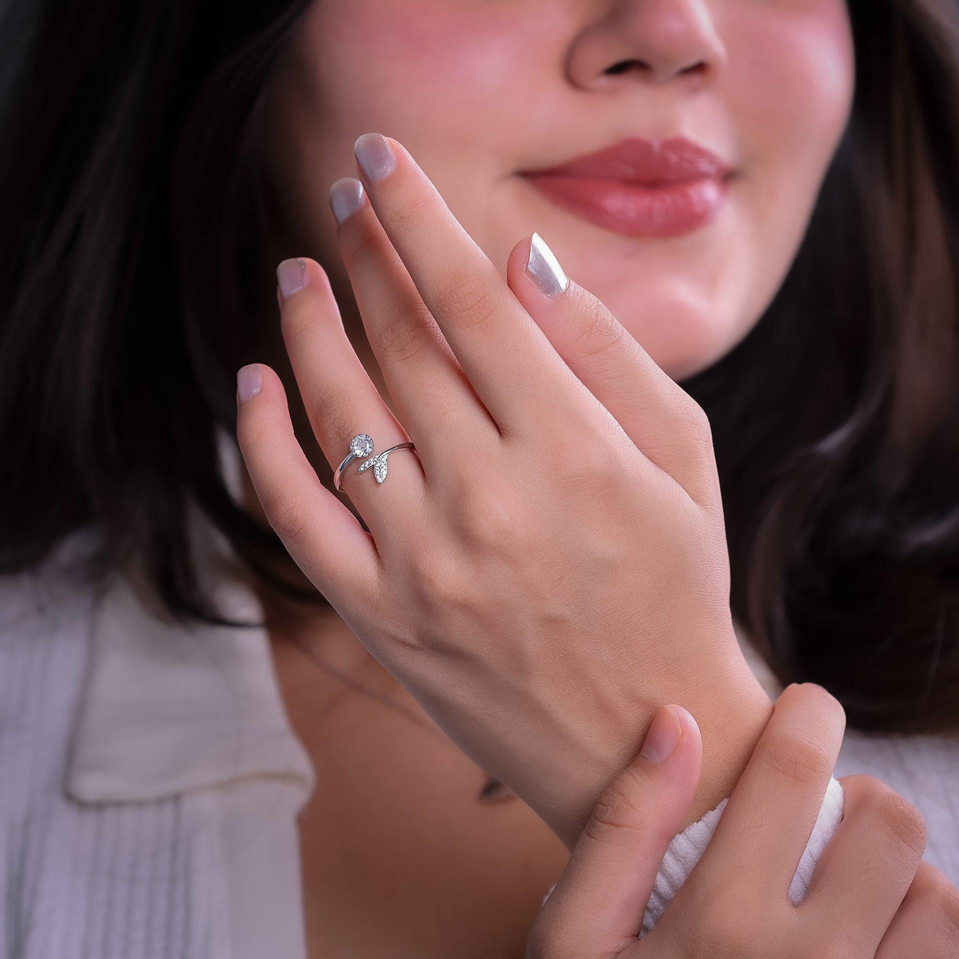 Mermaid's Solitaire Treasure 925 Silver Ring
