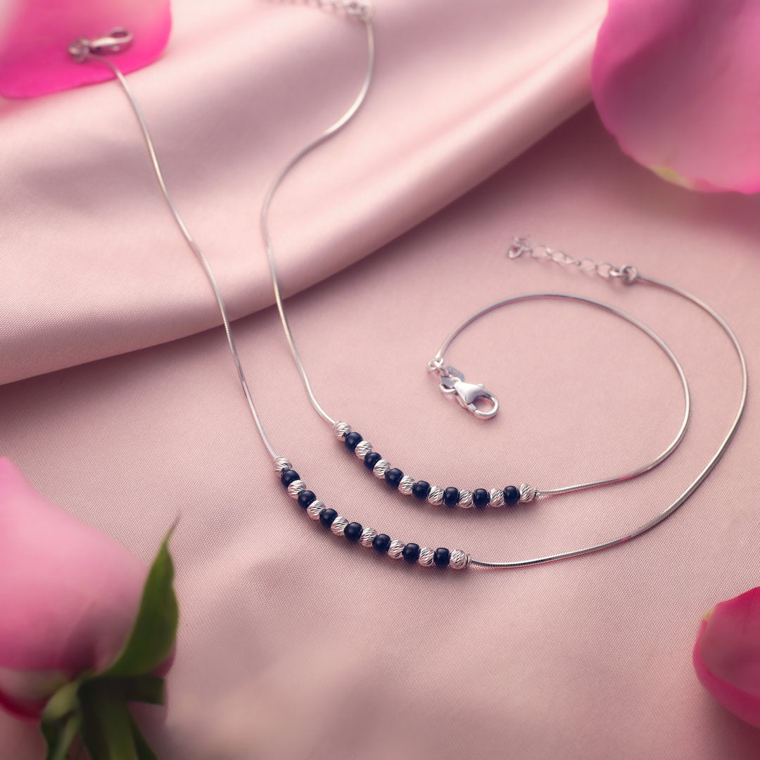 Midnight Muse Silver Anklets