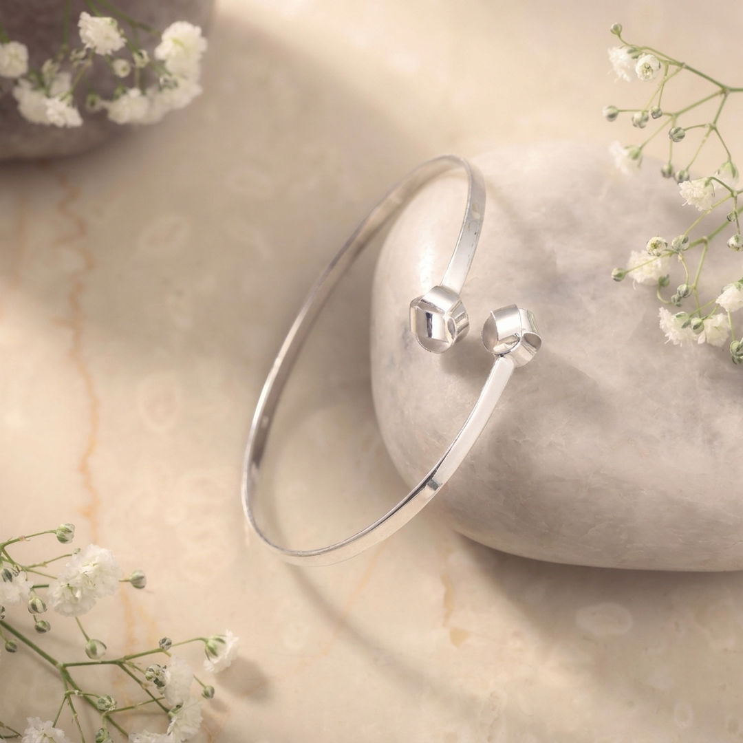 Moonkiss Open Cuff Silver Bracelet