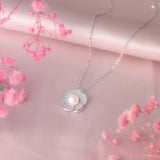 Pearl in Dewdrops Bloom Silver Necklace Amishka Jewels