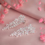 Pink and White Blossom Cascade Silver Earrings