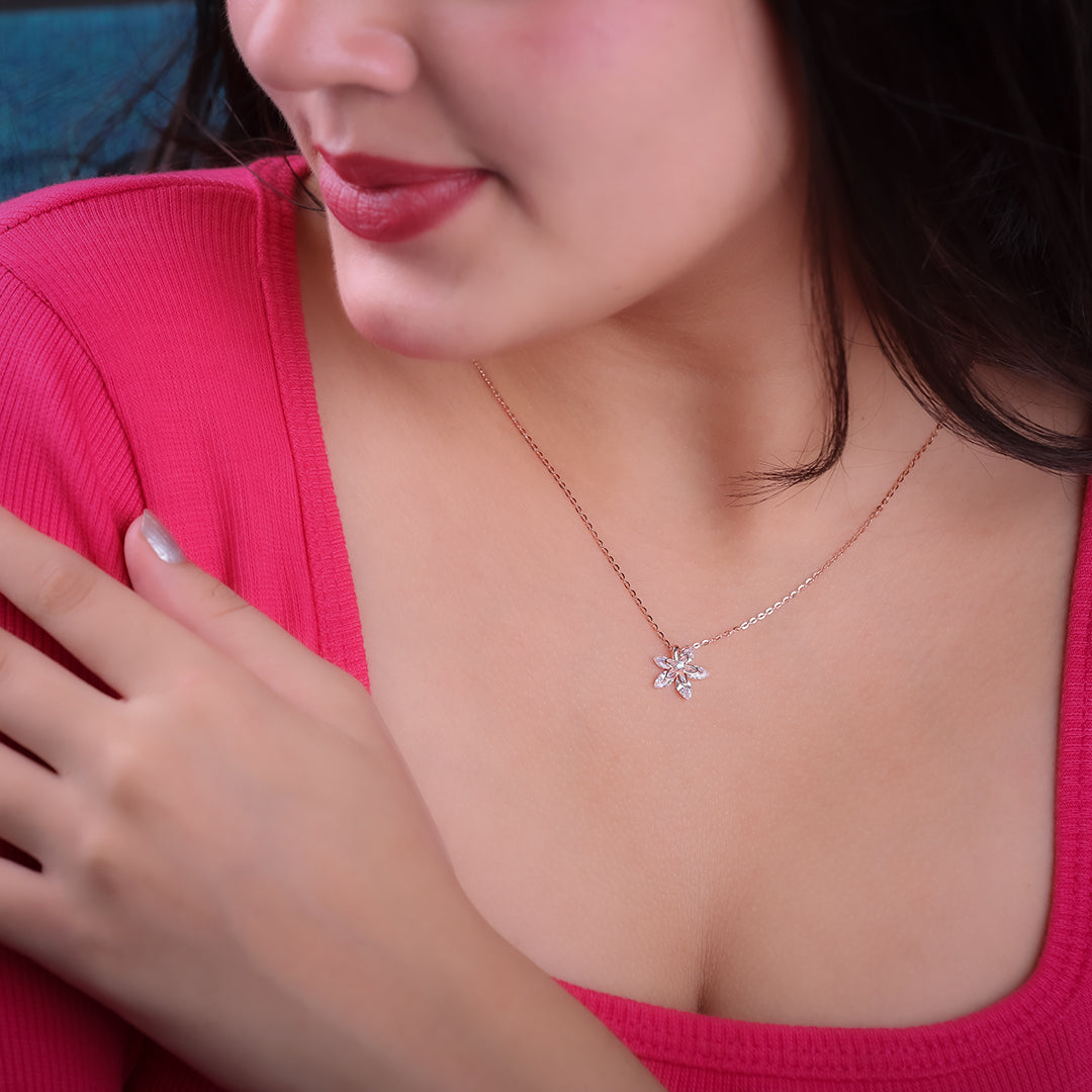 Rose Gold Blossom of Eternity Silver Necklace