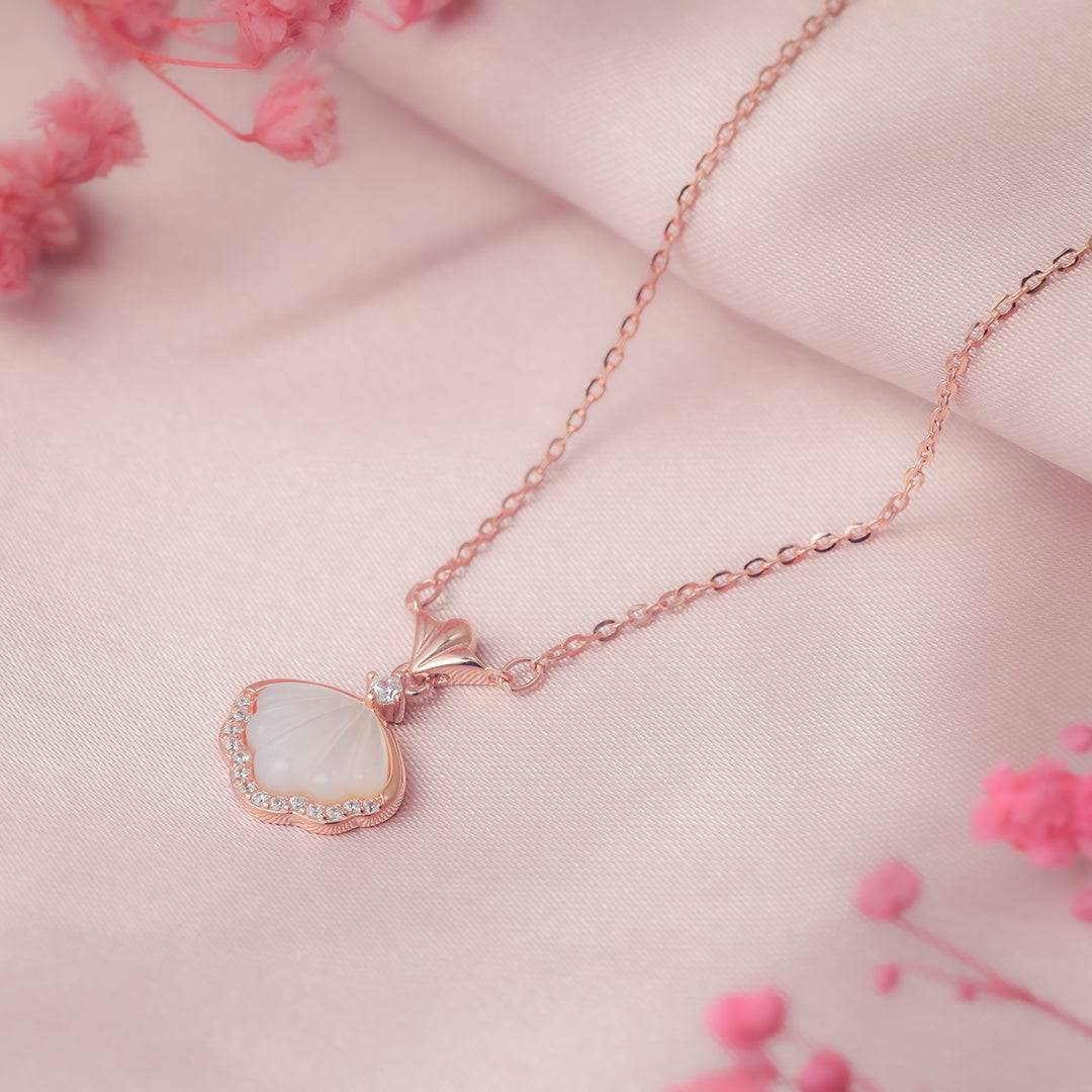 Rose Gold Seashell Symphony Necklace Amishka Jewels