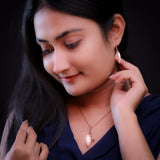 Rosegold Lustreleaf Silver Necklace Earrings Set