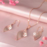 Rosegold Lustreleaf Silver Necklace Earrings Set