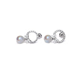 Silver Crystal Pearl Earrings Amishka Jewels