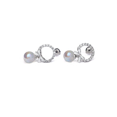 Silver Crystal Pearl Earrings Amishka Jewels