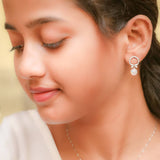 Silver Crystal Pearl Earrings Amishka Jewels