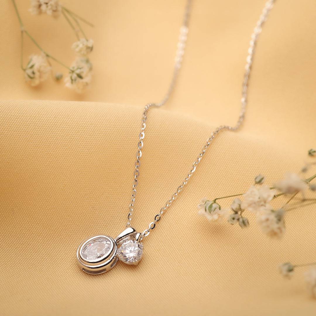 Silver Double Charm Pendant and Chain Amishka Jewels