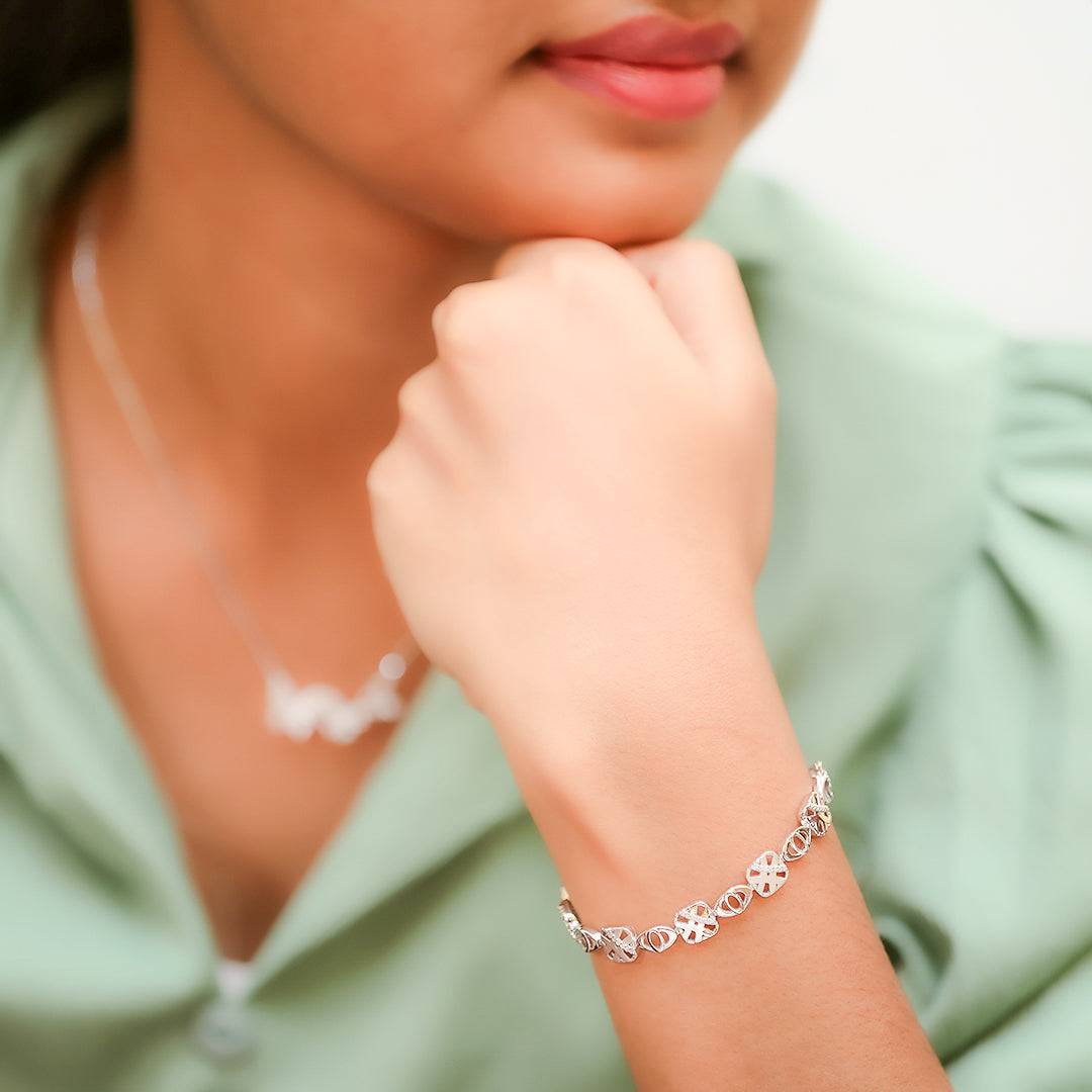 Silver Luminous Lace Bracelet Amishka Jewels