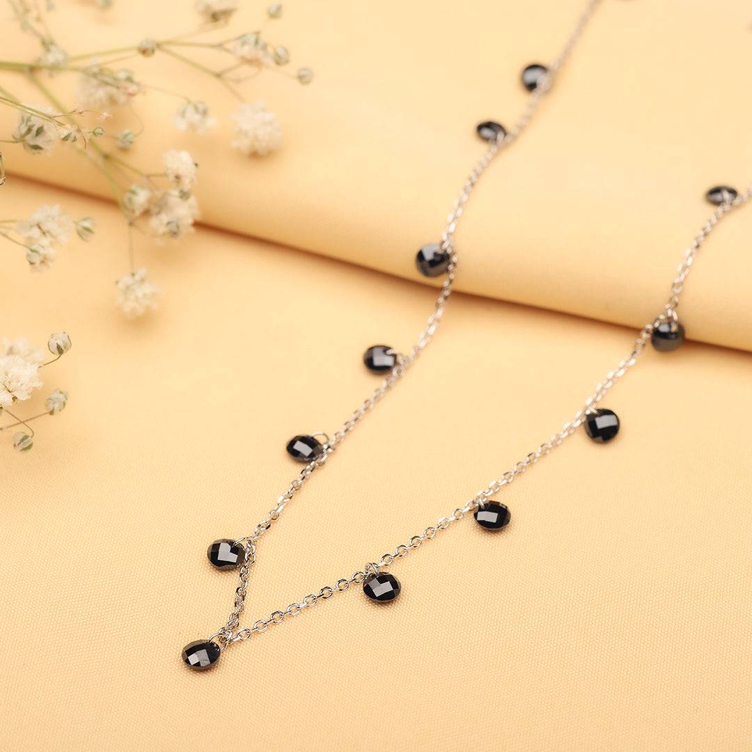 Silver Obsidian Queen Pendant and Chain Amishka Jewels
