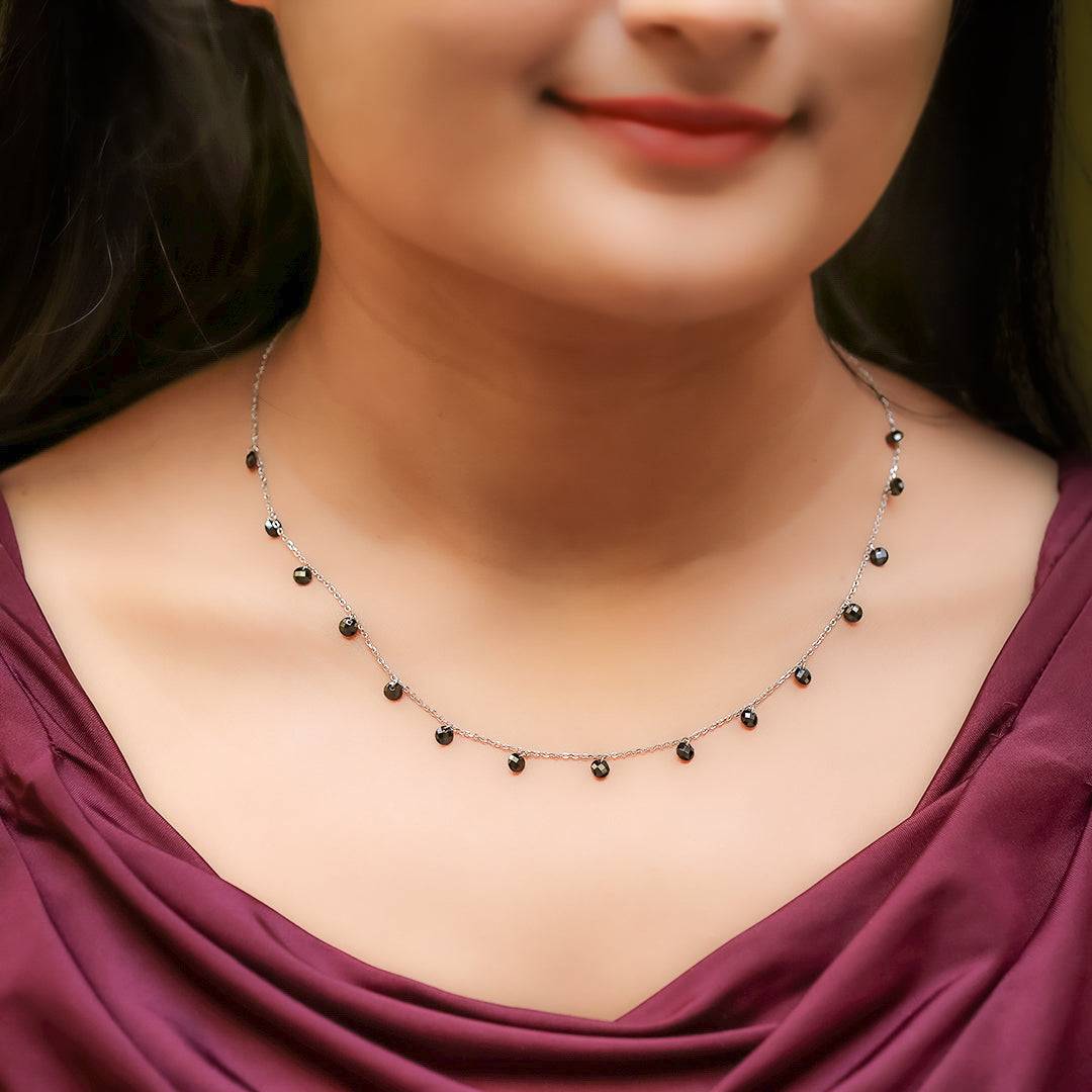 Silver Obsidian Queen Pendant and Chain Amishka Jewels