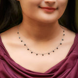 Silver Obsidian Queen Pendant and Chain Amishka Jewels