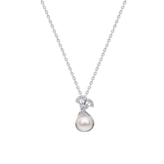 Silver Pearl Pendant and Chain Amishka Jewels