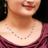 Silver Pink Elegance Necklace Amishka Jewels