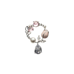 Silver Pink Rosebuds Earrings Amishka Jewels