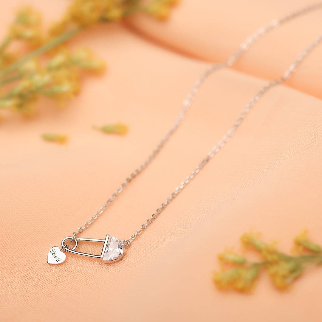 Silver Safety in Love Pendant and Chain Amishka Jewels