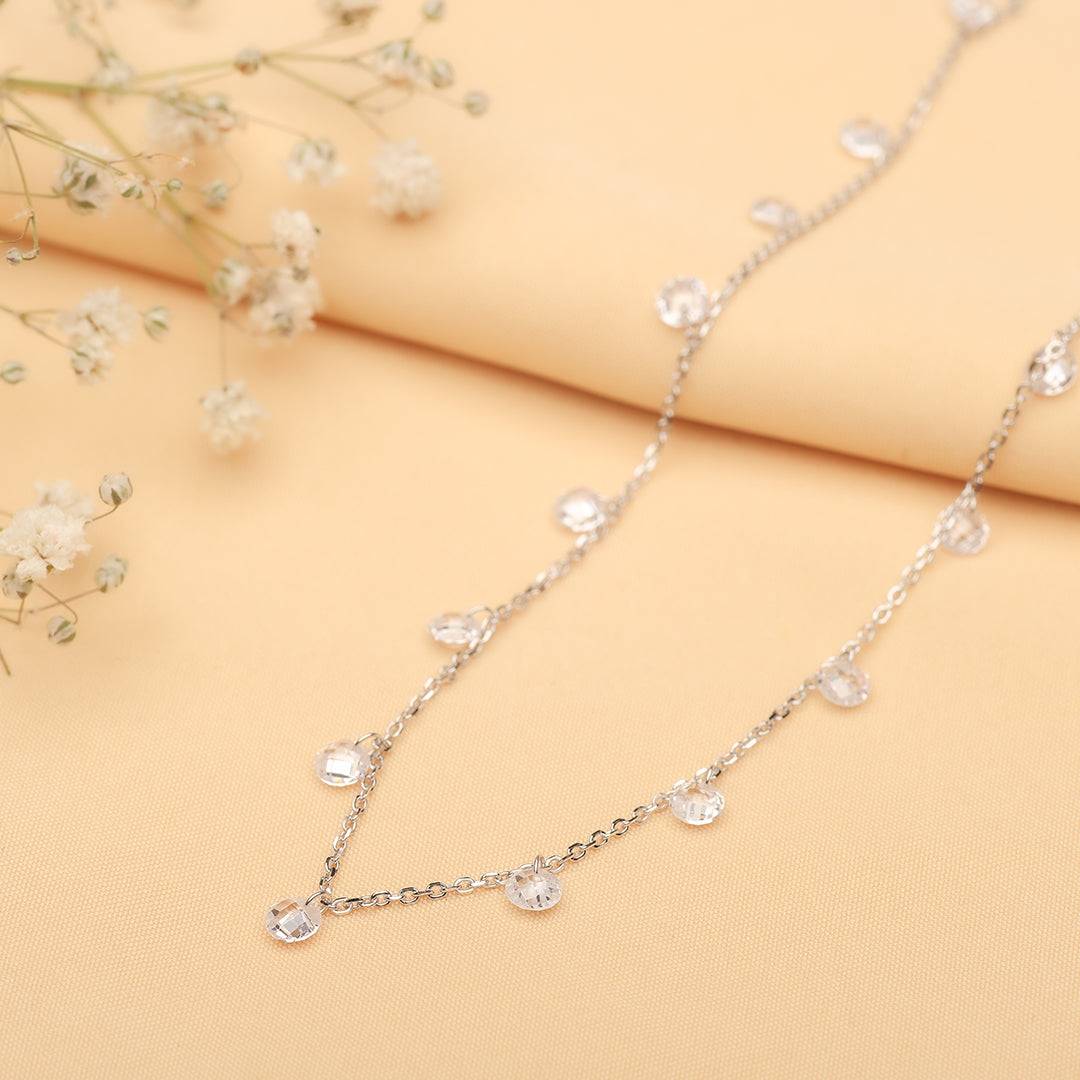 Silver White Elegance Necklace Amishka Jewels