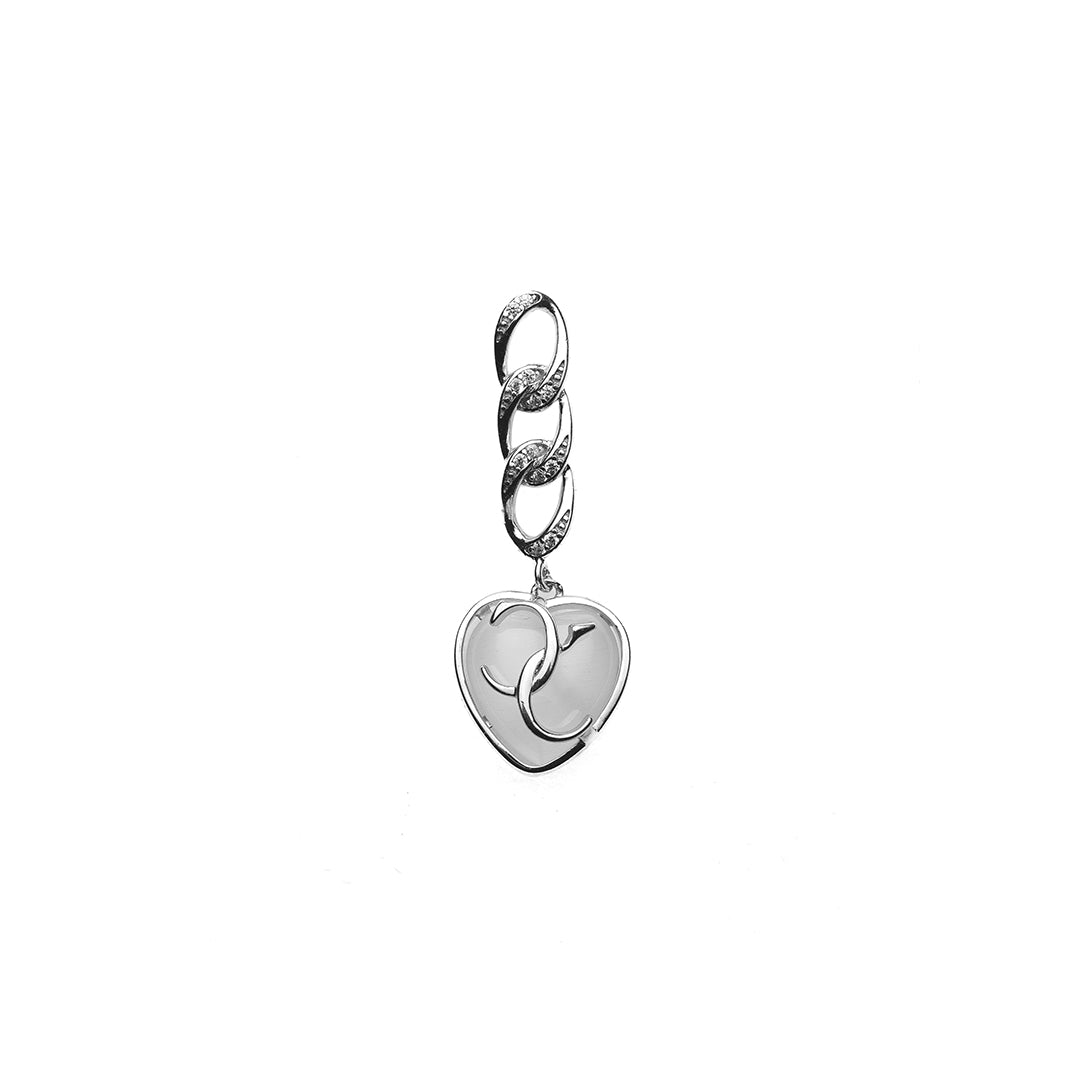 Silver White Heart MOP Earrings Amishka Jewels