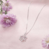 Silver White Snowflake Pendant and Chain Amishka Jewels