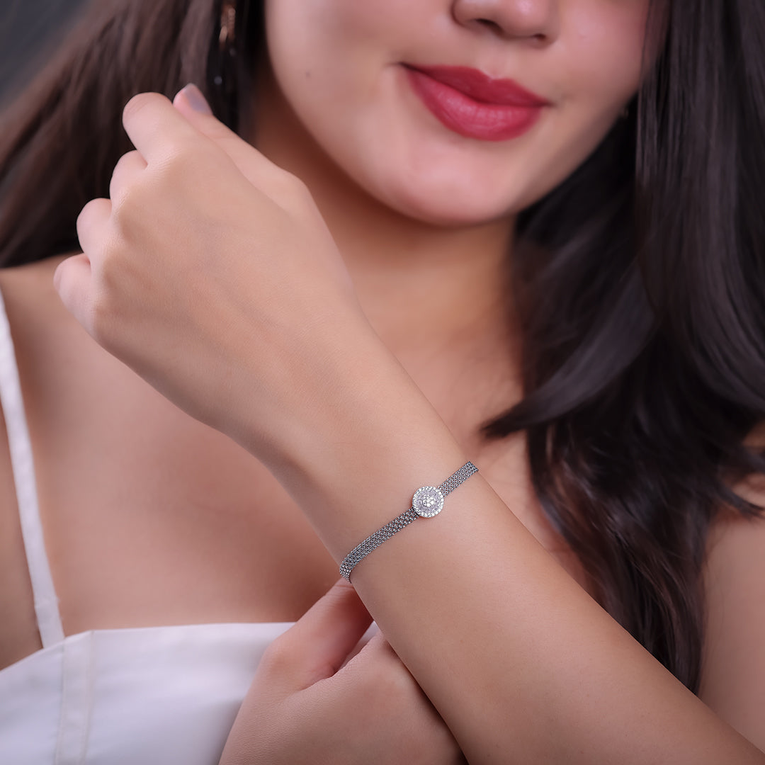 Starlight Cascade Silver Bracelet With CZ Stones