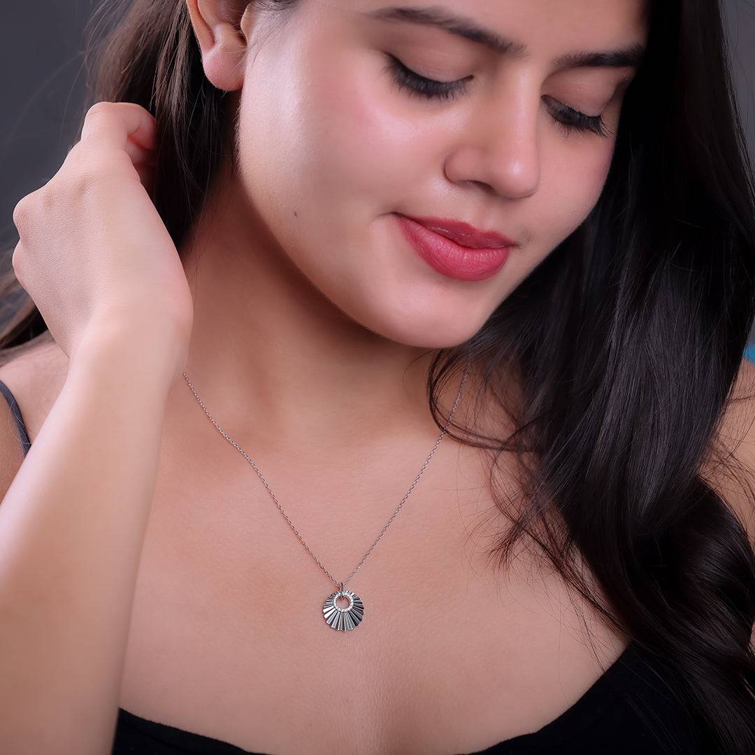 Sunburst Shine Silver Necklace For Women