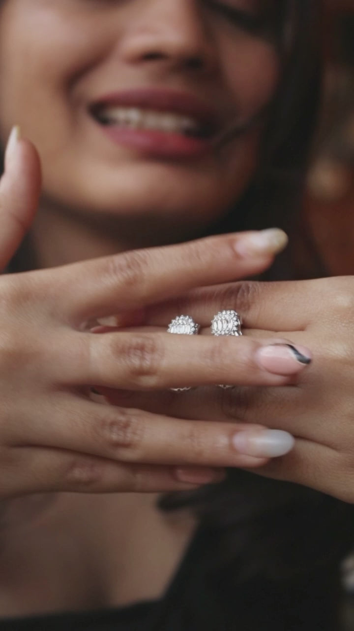 Dazzling Bloom Loop Silver Earrings