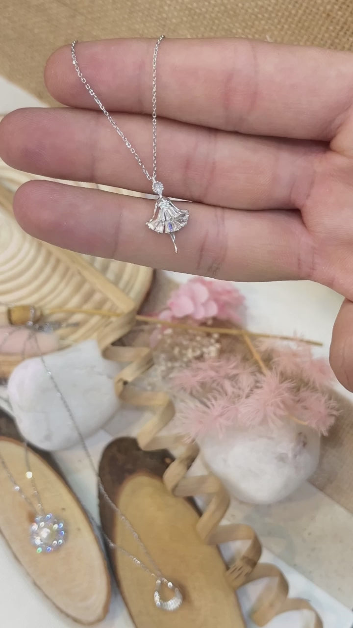 White Ballerina Silver Necklace