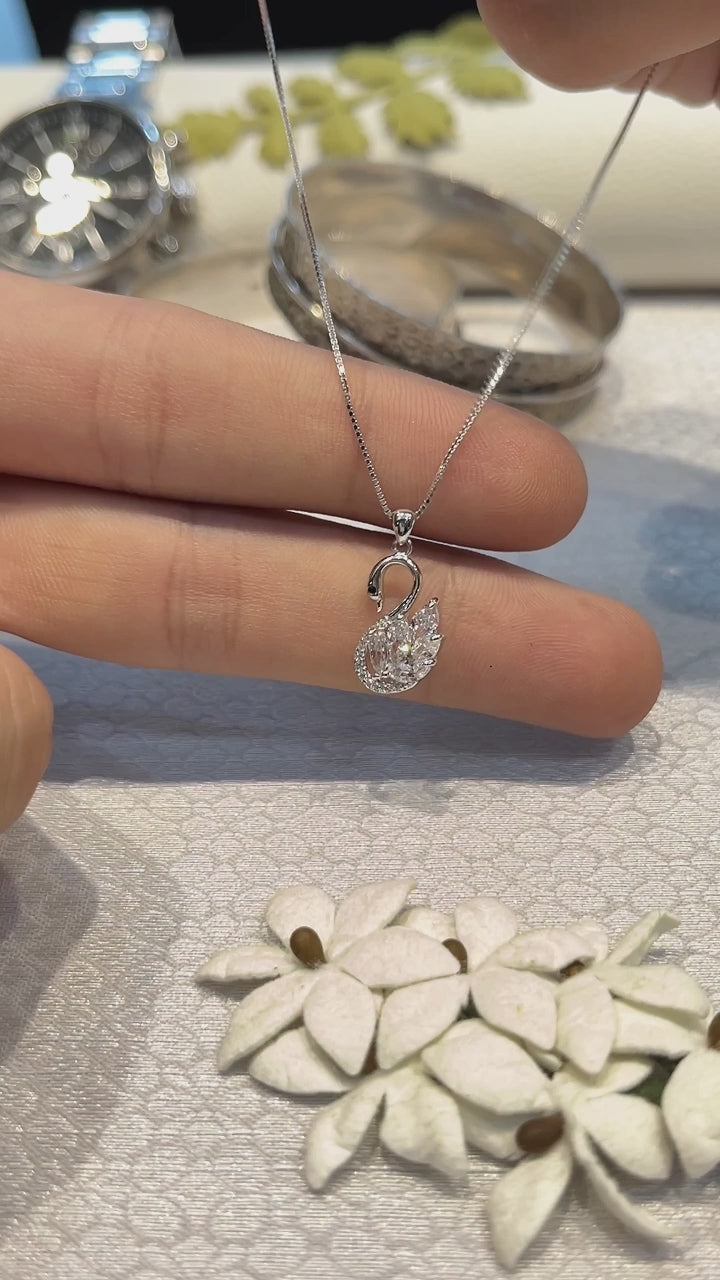 Silver Swan Princess Pendant and Necklace