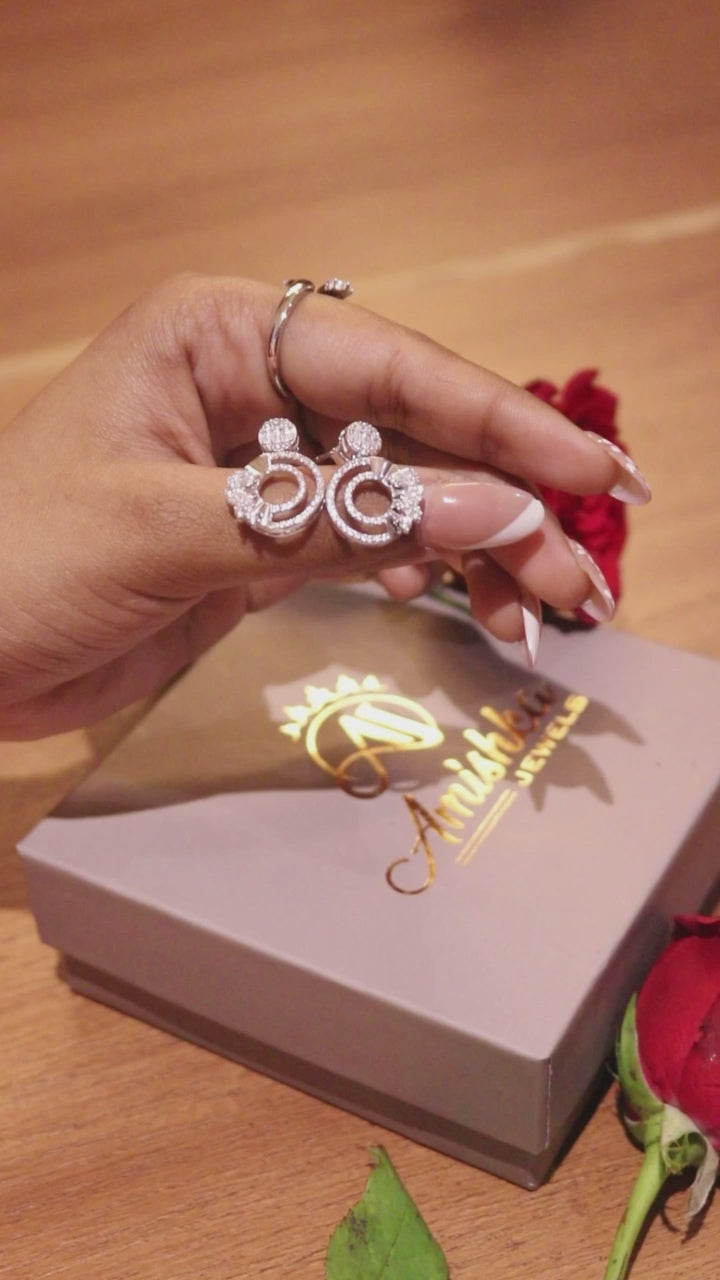 Radiant Orbits Silver Zirconia Earrings