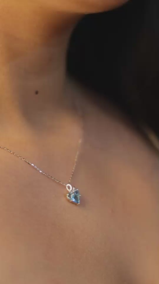 Cerulean Enchanted Heart Silver Necklace